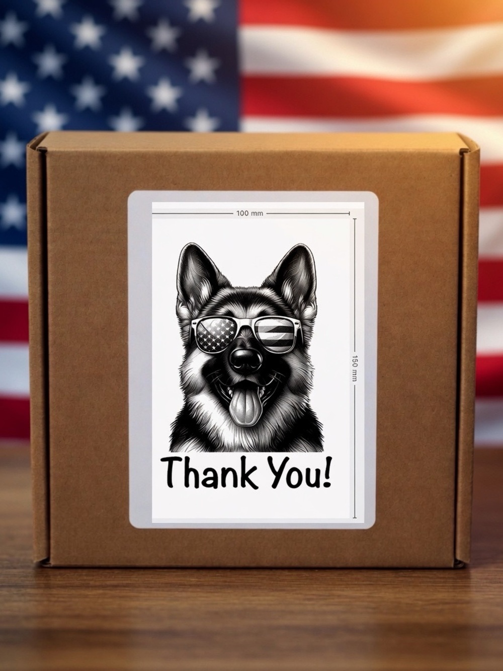 Patriotic German Shepherd Thank You Stickers 
4”x6”-100ct.